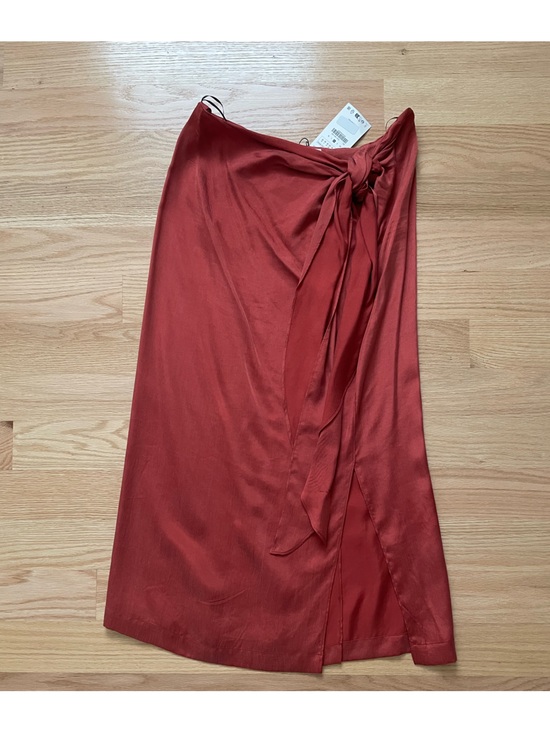 Zara Dresses & Skirts - NEW Zara Women's Red Wrap Midi Skirt with Tie